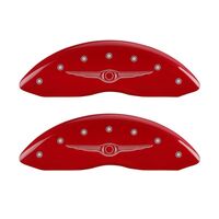 MGP 4 Caliper Covers Engraved Front & Rear Style 1/Chrysler Wing Red finish silver ch