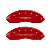 MGP 4 Caliper Covers Engraved Front & Rear Style 2/Chrysler Wing Red finish silver ch