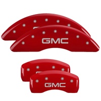 MGP 4 Caliper Covers Engraved Front & Rear GMC Red finish silver ch