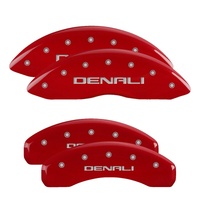 MGP 4 Caliper Covers Engraved Front & Rear Denali Red finish Silver Engraved