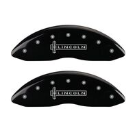 MGP 4 Caliper Covers Engraved Front Lincoln Engraved Rear Star logo Black finish silver ch