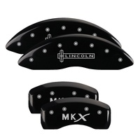 MGP 4 Caliper Covers Engraved Front Lincoln Engraved Rear MKX Black finish silver ch