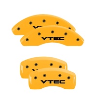 MGP 4 Caliper Covers Engraved Front & Rear Vtech Yellow Finish Black Char 2004 Acura RSX