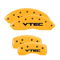 MGP 4 Caliper Covers Engraved Front & Rear Vtech Yellow Finish Black Char 2004 Acura RSX