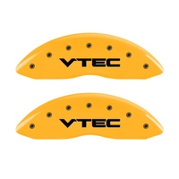 MGP 4 Caliper Covers Engraved Front & Rear Vtech Yellow Finish Black Char 2008 Acura TL