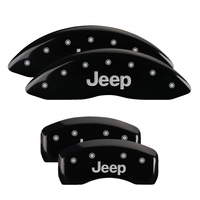 MGP 4 Caliper Covers Engraved Front & Rear JEEP Black finish silver ch