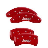 MGP 4 Caliper Covers Engraved Front & Rear JEEP Red finish silver ch