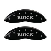 MGP 4 Caliper Covers Engraved Front Buick Engraved Rear Buick Shield Black finish silver ch