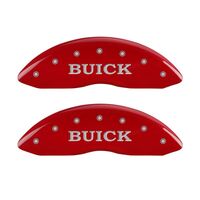 MGP 4 Caliper Covers Engraved Front Buick Engraved Rear Buick Shield Red finish silver ch