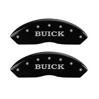 MGP 4 Caliper Covers Engraved Front Buick Engraved Rear Buick Shield Black finish silver ch