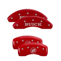 MGP 4 Caliper Covers Engraved Front Buick Engraved Rear Buick Shield Red finish silver ch