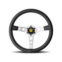 Momo Prototipo Steering Wheel 350 mm - Black Leather/White Stitch/Brshd Spokes