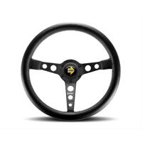 Momo Prototipo Steering Wheel 350 mm - Black Leather/Wht Stitch/Black Spokes