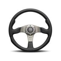 Momo Race Steering Wheel 350 mm - Black Leather/Anth Spokes