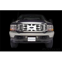 Putco 99-04 Ford SuperDuty w/ Logo CutOut (incl Side Vents) Flaming Inferno Stainless Steel Grille