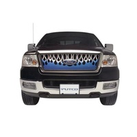 Putco 07-10 GMC Sierra HD Flaming Inferno Stainless Steel Grilles - Blue (Painted)