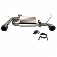 QTP 07-18 Jeep Wrangler 3.6L/3.8L 304SS Screamer Axle Back Exhaust w/4in Black Tips