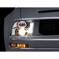 Raxiom 05-09 Ford Mustang Excluding GT500 LED Halo Projector Headlights- Chrome Housing (Clear Lens)