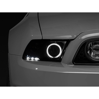 Raxiom 13-14 Ford Mustang w/ Factory HIDLED Halo Projector Headlights- Black Housing (Smoked Lens)