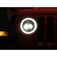 Raxiom 18-22 Jeep Wrangler JL/JT Axial Series LED Headlights- Black Housing (Clear Lens)