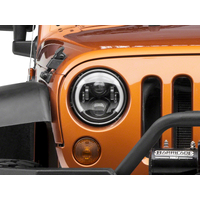 Raxiom 97-18 Jeep Wrangler TJ & JK 6-LED Headlights w/ Partial Halo- Blk Housing (Clear Lens)