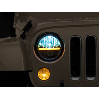 Raxiom 97-18 Jeep Wrangler TJ & JK Axial 7-In LED Headlights w/ DRL - Blk Housing (Clear Lens)