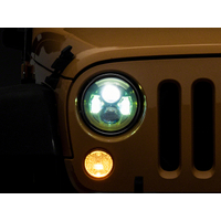 Raxiom 07-18 Jeep Wrangler JK 7-In LED Headlights Green Housing- Clear Lens