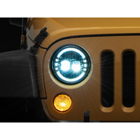 Raxiom 97-18 Jeep Wrangler TJ & JK Axial 7-In LED Headlights w/ DRL- Chrome Housing (Clear Lens)