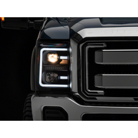 Raxiom 11-16 Ford F-250 Super Duty LED Projector Headlights - Blk Housing (Clear Lens)