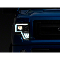 Raxiom 09-14 Ford F-150 Axial G4 Light Bar Switchback Projector Headlights- Blk Housing (Clear Lens)