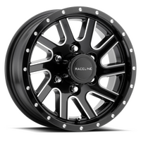 Raceline 820M Twisted 15x5in / 5x114.3 BP / 0mm Offset / 3.19mm Bore - Black & Machined Wheel