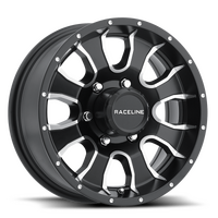 Raceline 860M Mamba 14x6in / 5x114.3 BP / 0mm Offset / 3.19mm Bore - Black & Machined Wheel