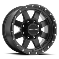 Raceline 935B Defender 16x8in / 8x165.1 BP / 0mm Offset / 130.81mm Bore - Satin Black Wheel