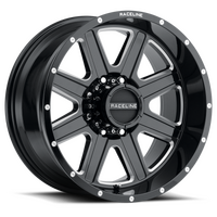 Raceline 940M Hostage 22x12in / 8x170 BP / -44mm Offset / 125.2mm Bore - Black & Milled Wheel