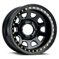 Raceline RT51 Daytona Rock 15x8in/6x139.7 BP/-19mm Offset/107.95mm Bore - Gloss Black Beadlock Wheel