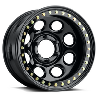 Raceline RT81 Rock 8 17x9.5in / 5x114.3 BP / -44mm Offset / 83.82mm Bore- Gloss Black Beadlock Wheel