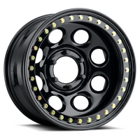 Raceline RT81 Rock 8 17x9.5in/8x165.1 BP/-44mm Offset/130.81mm Bore - Gloss Black Beadlock Wheel