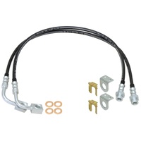 RockJock 2014+ JK Braided Brake Hose Kit Front 35in Long w/ Single Groove End Hoses