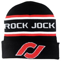 RockJock Beanie Black w/ Red and White RJ Logos and Stripes One Size Fits All