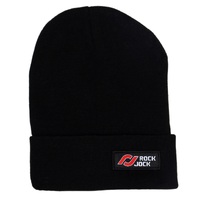 RockJock Beanie Black w/ Red and White RockJock Logo Patch One Size Fits All