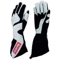 RaceQuip SFI-5 Gray/Black Medium Long Angle Cut Glove