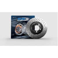 SHW 21-22 Audi RS6 4.0L V8 Front Drilled-Dimpled Lightweight Brake Rotor