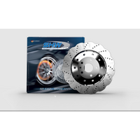 SHW 14-18 Audi RS7 4.0L Front Drilled-Dimpled Lightweight Wavy Brake Rotor