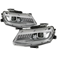 Spyder Chevy Camaro 16-18 Halogen Model Projector Headlights Chrome PRO-YD-CCAM16HALSI-SEQ-C