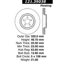 Centric 13-18 Ford Escape / 13-18 Focus Standard Front Brake Rotor