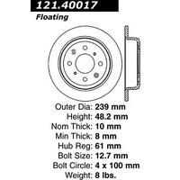 Centric 90-01 Acura Integra Standard Rear Brake Rotor