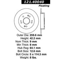 Centric 06-07 Accura CSX / 06-09 Honda Civic / 97-01 Prelude Rear Rotor