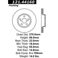 Centric 09-17 Toyota Corolla C-Tek Standard Front Brake Rotor