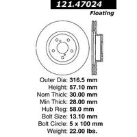 Centric 05-08 LGT Front Rotor **non-directional - side doesnt matter**