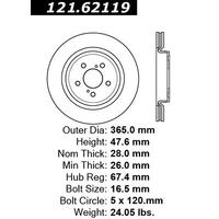 Centric 09-13 Cadillac CTS-V Rear Brake Rotor